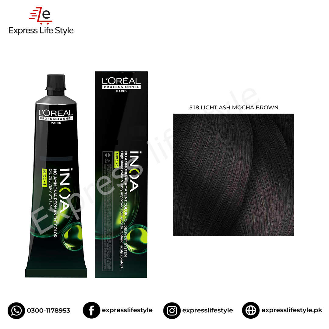 Inoa Hair Color 5 18 LIGHT ASH MOCHA BROWN Inoa Hair Color 5 18 LIGHT ASH MOCHA BROWN